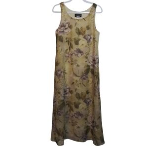 Connected Apparel Floral Sleeveless Romantic Maxi Dress in Yellow Lavender Sz 12
